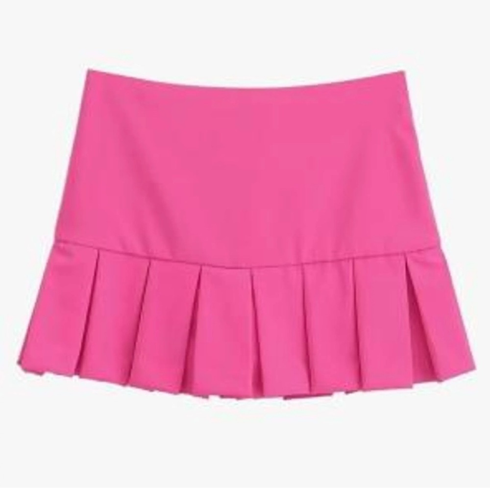Zara Womenโs Pink Pleated Mini Skirt